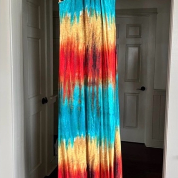 Tommy Bahama Teal and Orange Tie-Dye Maxi Dress - Picture 2 of 2